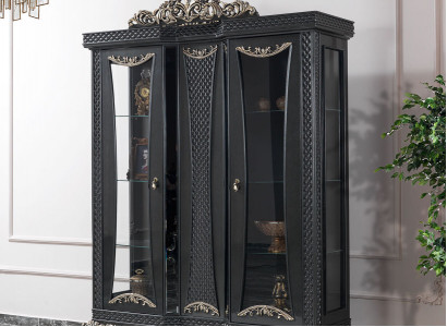 Display cabinet, showcase cabinet, cabinets, living room, glass, gray, wood, new.